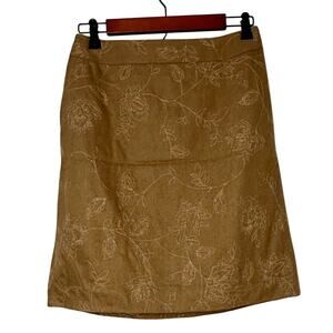 Ann Taylor Floral Embroidered Wool‎ Beige Lined Skirt sz 4